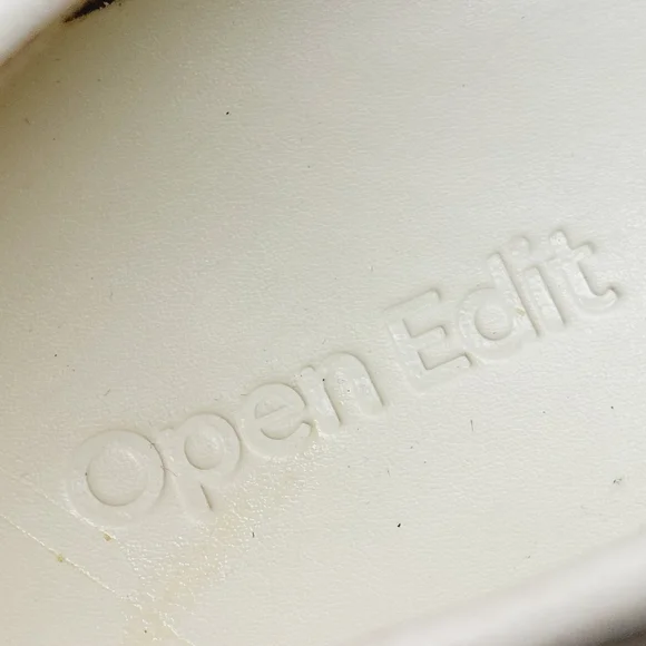 NEW Nordstrom Open Edit White Faux Patent Gold Chunky Academia Loafers C433 - Picture 9 of 14